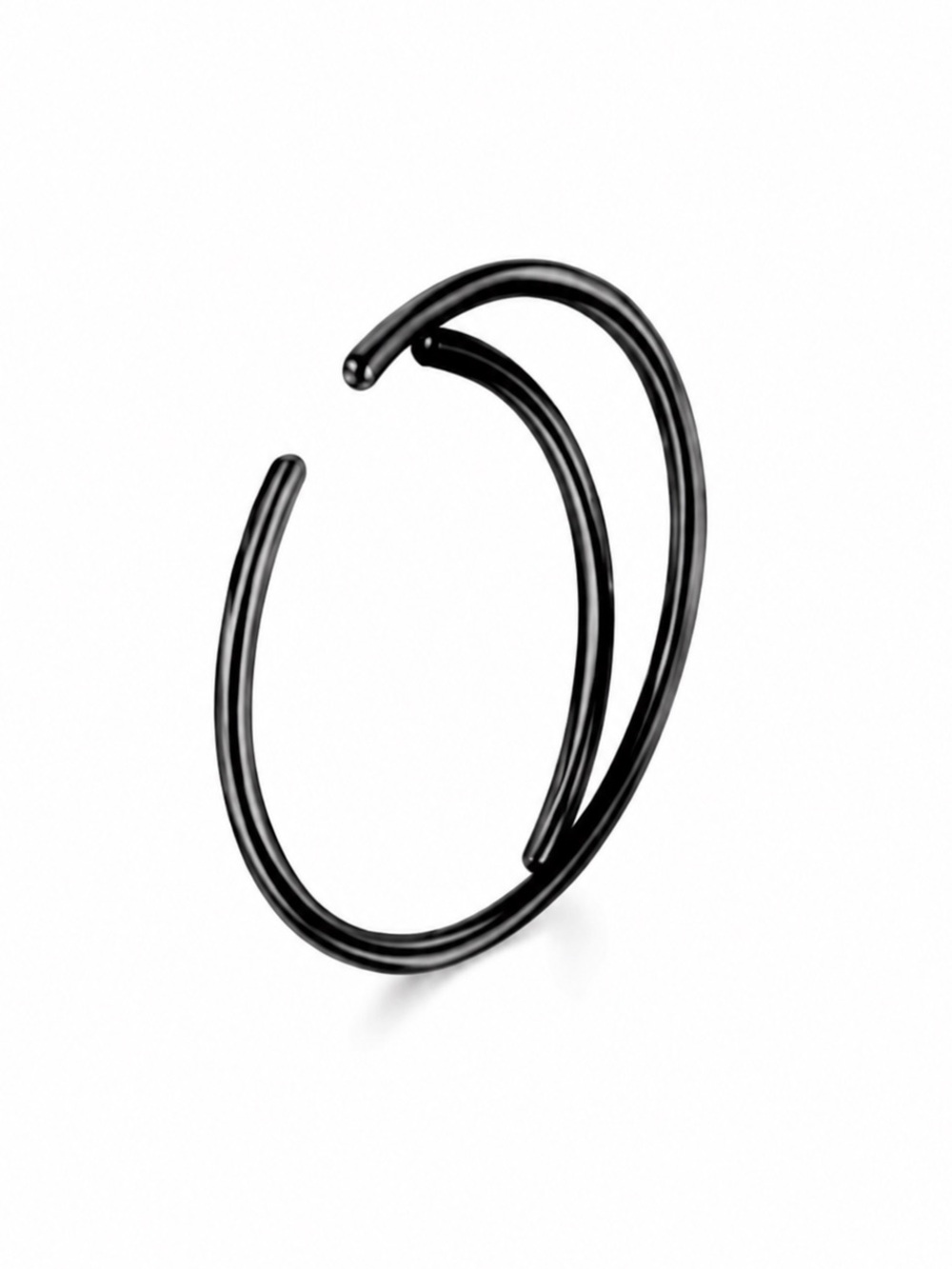 Black Crescent Moon Nose Ring 20G 8mm Nostril Septum Tragus Cartilage Hoop